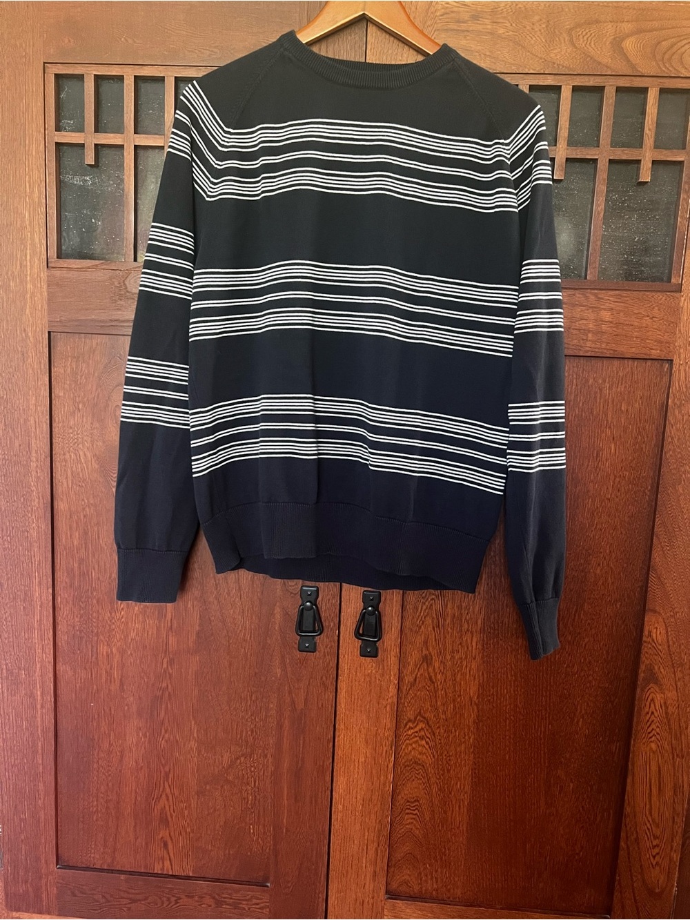 Banana Republic Navy/White Crewneck Sweater with White Stripes